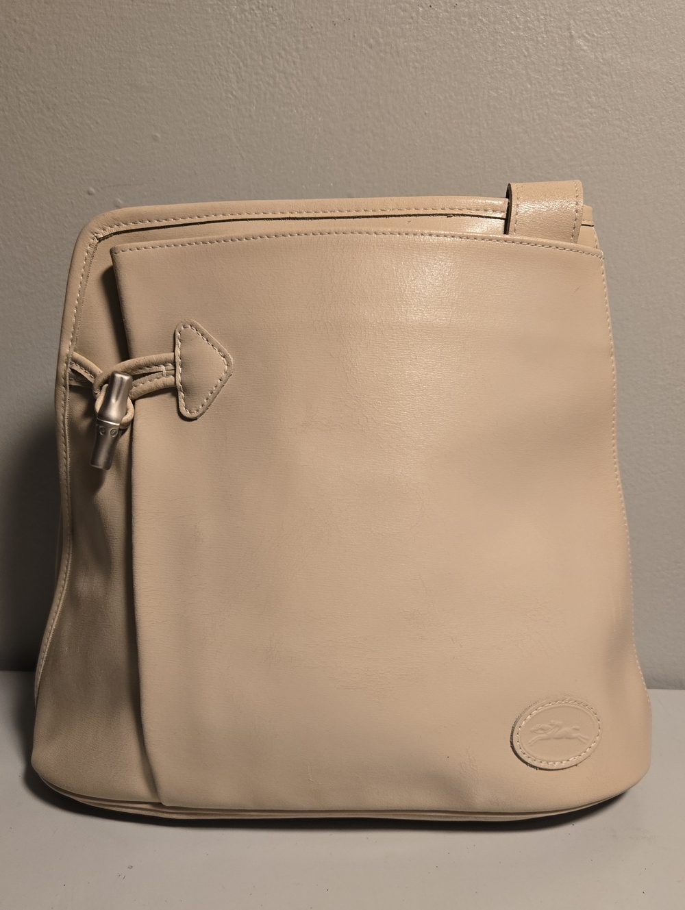 Longchamp Cream Leather Shoulder Bag